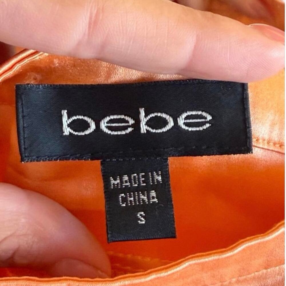 Vintage Y2K Bebe Orange Silk Beaded Halter Top Size Small - Picture 7 of 7